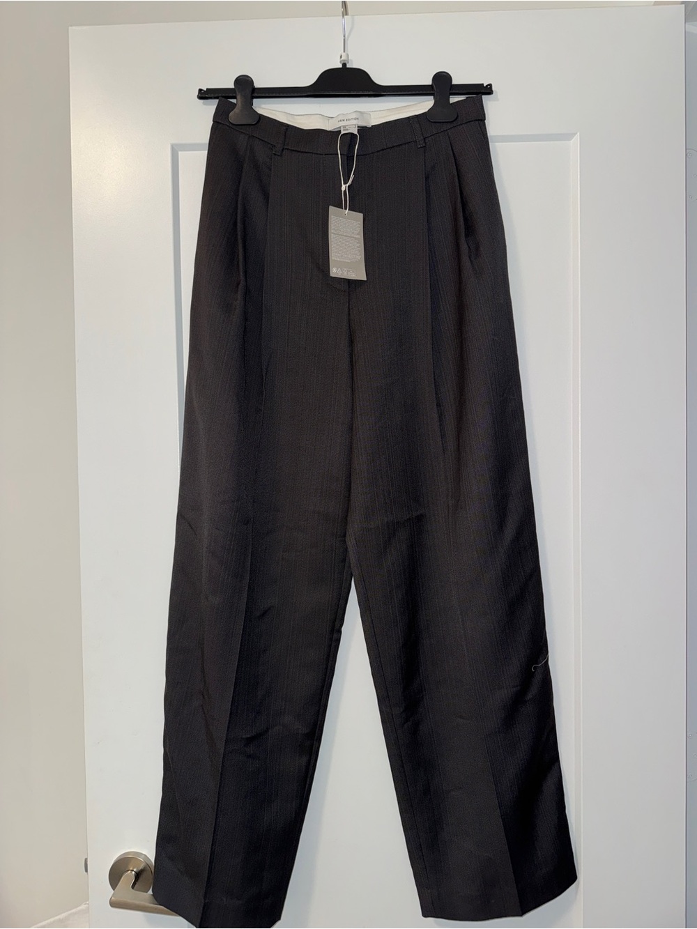 H&M Edition Dark Grey Pinstripe Wide-Leg Trousers